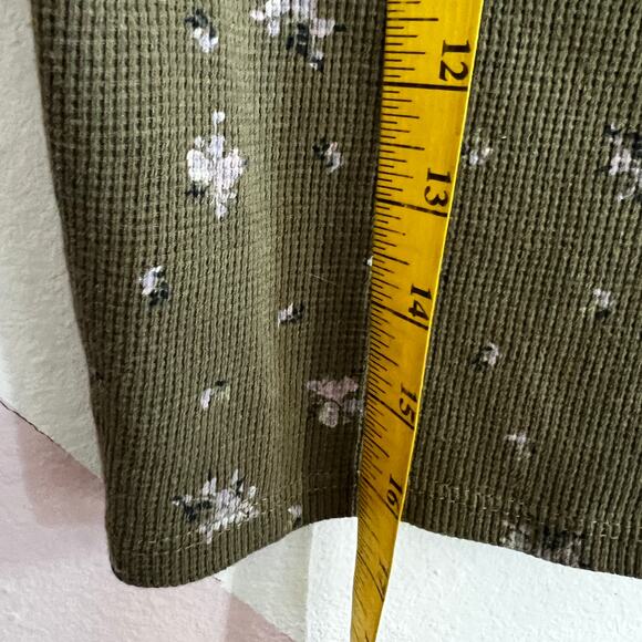 Green Waffle Knit Floral Crop Top, Y2K, Cottagecore, Indie, Retro, Small - Picture 5 of 6